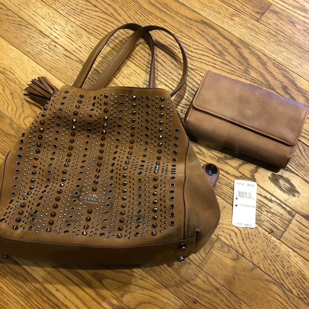 Suede Coach Purse with Matching Wallet